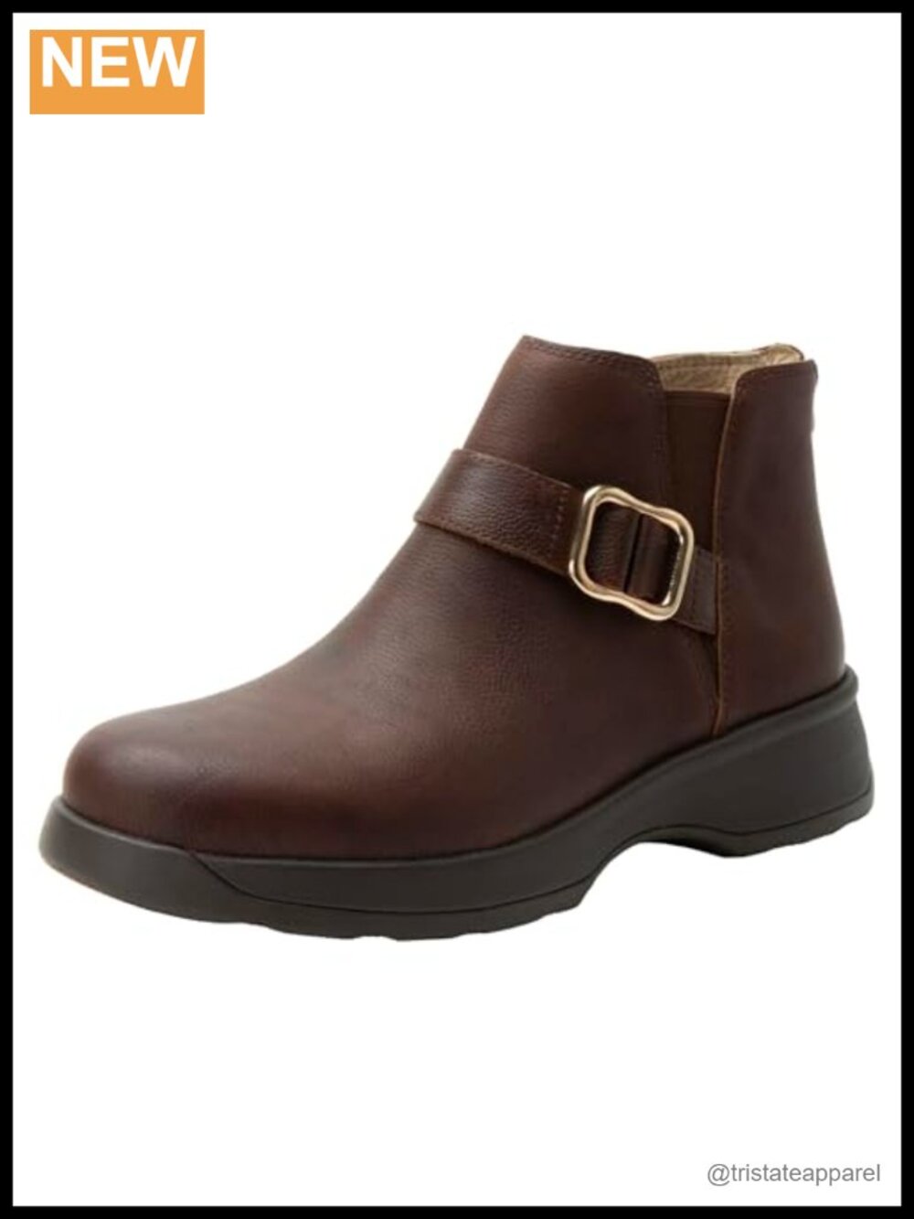 Leather Low Ankle Zipper Boots with Buckle Slip-Resistant